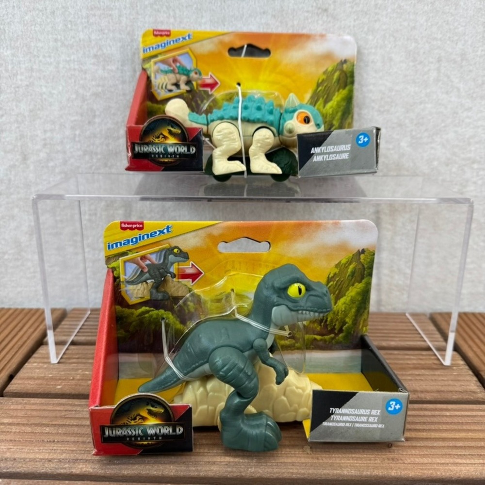 Jurassic World Rebirth T-Rex & Ankylosaurus Dinosaur Action Figures